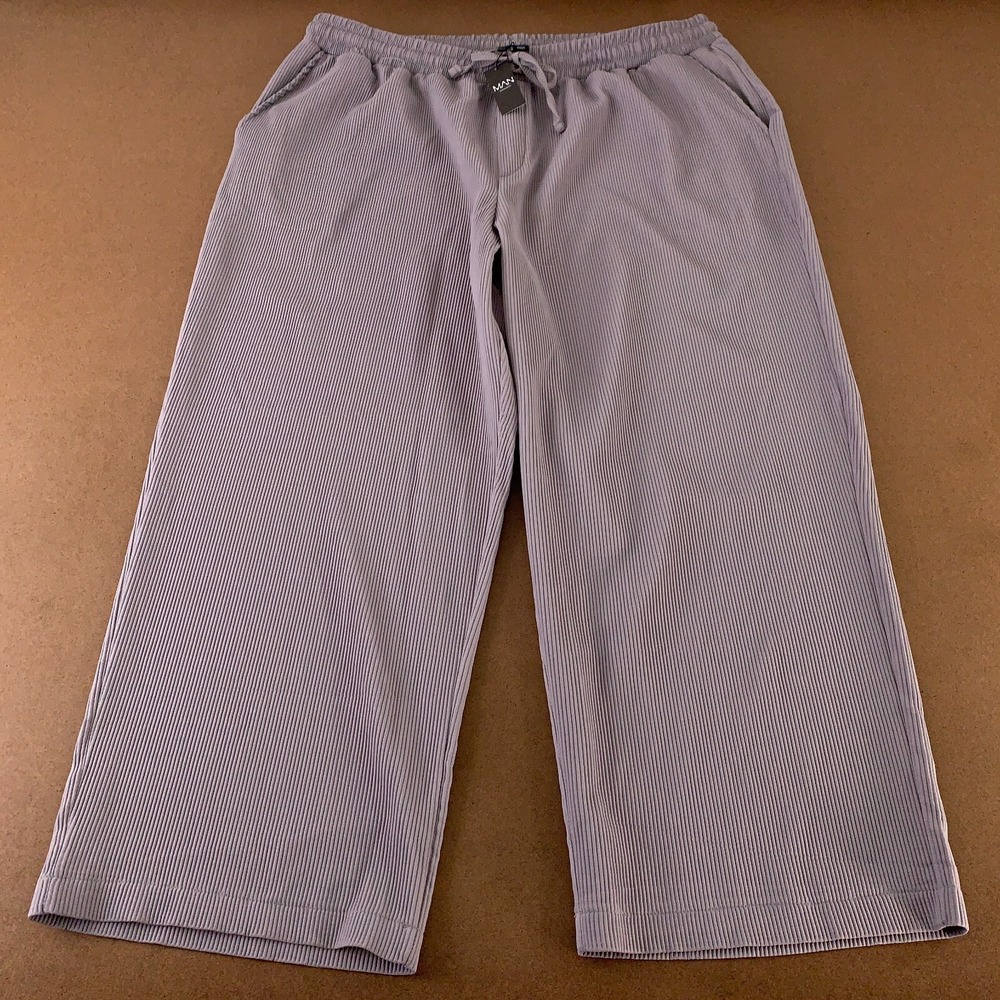 Boohoo MAN Men's 4XL Gray Textured Pocketed Drawstring Straight Leg Pants NWT